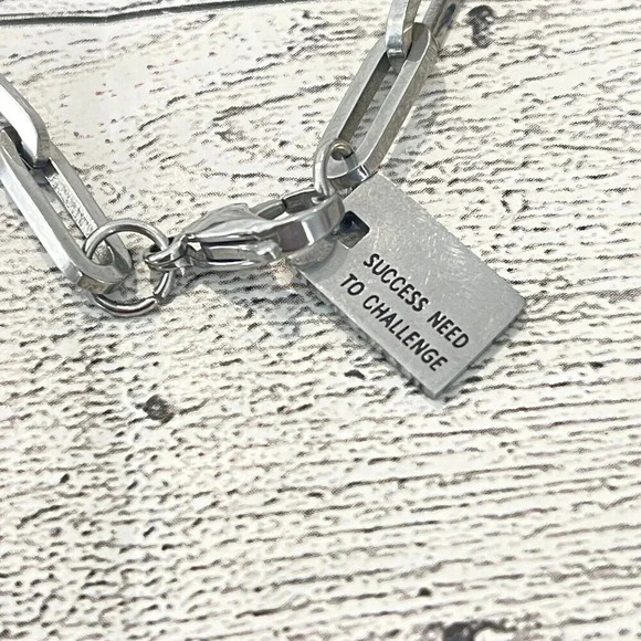 Stainless Steel Paper Clip Link Bracelet Charm Dangle 8.5” - Picture 2 of 5